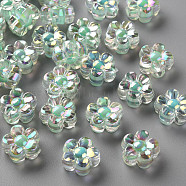 Transparent Acrylic Beads, Bead in Bead, AB Color, Flower, Aquamarine, 12x12.5x6mm, Hole: 2.5mm, about 893pcs/500g(TACR-S152-06B-SS2111)