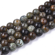 Natural Serpentine Beads Strands, Round, 10mm, Hole: 1mm, about 37~38pcs/strand, 14.96~15.35 inch(38~39cm)(G-S333-10mm-015)