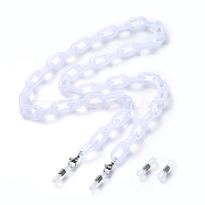 Eyeglasses Chains, Neck Strap for Eyeglasses, with Acrylic Paperclip Chains, 304 Stainless Steel Lobster Claw Clasps and  Rubber Loop Ends, White, 27.55 inch(70cm)(AJEW-EH00034-05)