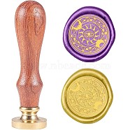 Wax Seal Stamp Set, Sealing Wax Stamp Solid Brass Head,  Wood Handle Retro Brass Stamp Kit Removable, for Envelopes Invitations, Gift Card, Eye Pattern, 83x22mm(AJEW-WH0208-114)