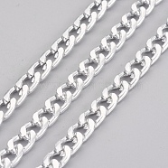 Aluminum Twisted Chains Curb Chains, Unwelded, Silver, 7x4x1.5mm(CHA-K1817-7)