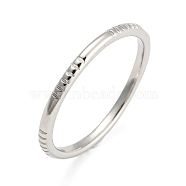 Rack Plating Brass Rings, Long-Lasting Plated, Textured Stackable Thin Ring for Women, Platinum, US Size 8 1/4(18.3mm), 1.8mm(KK-K272-03P)