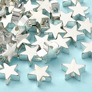 Brass Beads, Star, Silver Color Plated, 8x3mm, Hole: 1.8mm(X-PJ-TAC0001-26B-S)