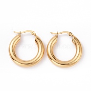 Vacuum Plating 304 Stainless Steel Chunky Hoop Earrings for Women, Golden, 27.5x26.5x5mm, Pin: 0.8mm(EJEW-G298-09G)