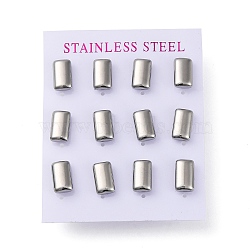 304 Stainless Steel Stud Earrings, Rectangle, Stainless Steel Color, 12x7.5mm, 12pcs/set(EJEW-C099-21P)