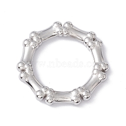 304 Stainless Steel Linking Rings, Imitation Bone Beaded Heptagon Ring, Stainless Steel Color, 21x21x2.5mm, Inner Diameter: 13mm(STAS-G279-01P)