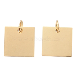 201 Stainless Steel Charms, Manual Polishing, Square, Golden, 12x12x1mm, Hole: 3.5mm(STAS-S105-T630-2)