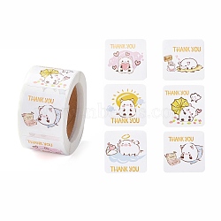 Adhesive Thank You Stickers Roll, Square Paper Gift Picture Stickers, Word, 3.3x5.9cm(DIY-M035-03F)