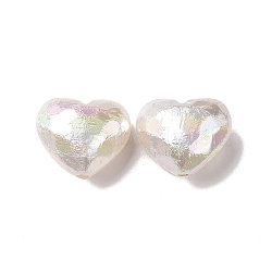 ABS Plastic Beads, UV Plating Rainbow Iridescent Beads, Heart, White, 16.5x19.5x11.5mm, Hole: 2mm(X-FIND-A013-08)