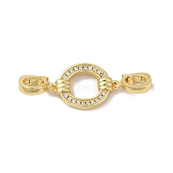 Rack Plating Brass Micro Pave Clear Cubic Zirconia Fold Over Clasps, Cadmium Free & Lead Free, Long-Lasting Plated, Real 18K Gold Plated, 38mm(KK-A222-09G)