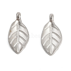 Non-Tarnish 304 Stainless Steel Charms, Leaf Charms, Stainless Steel Color, 13x6x3mm, Hole: 1.4mm(STAS-L082-009P)