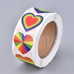 Heart Shaped Stickers Roll, Valentine's Day Sticker Adhesive Label, for Decoration Wedding Party Accessories, Colorful, 25x25mm, 500pcs/roll(X-DIY-K027-A06)
