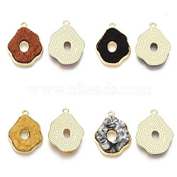 Alloy Pendants, with Cashmere Cloth, Light Gold, Flower, Mixed Color, 28x21x3mm, Hole: 2mm(PALLOY-T056-118)