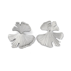 Non-Tarnish 304 Stainless Steel Stud Earrings, Leaf, Stainless Steel Color, 48x45mm(EJEW-M249-06P)