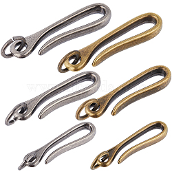 6Pcs 6 Styles Tibetan Style Alloy Hook Clasps, with Jump Rings, for Keychain Making, Mixed Color, 49.5~69x12.5~17.5x6~8.5mm, Hole: 13mm,  1pc/style(FIND-CP0001-73)