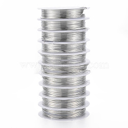 Round Copper Jewelry Wire, Platinum, 20 Gauge, 0.8mm, about 9.84 Feet(3m)/roll, 10 rolls/group(CWIR-S002-0.8mm-01)