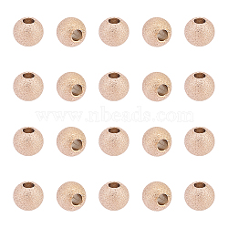 201 Stainless Steel Textured Beads, Round, Rose Gold, 8x7mm, Hole: 3mm, 20pcs/box(STAS-UN0045-63)