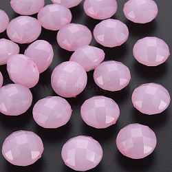 Imitation Jelly Acrylic Beads, Faceted, Flat Round, Pearl Pink, 18.5x12.5mm, Hole: 1.5mm, about 220pcs/500g(MACR-S373-94-E10)