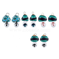 8Pcs 4 Colors Handmade Polymer Clay Pendants, with Lampwork and Platinum Plated Iron Loop, Mushroom, Mixed Color, 24~29x15~17mm, Hole: 2~3mm, 2pcs/color(CLAY-FH0001-21)