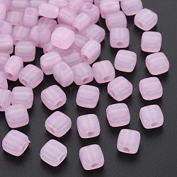 Imitation Jelly Acrylic Beads, Square, Pearl Pink, 8x8x5.5mm, Hole: 2.5mm, about 1800pcs/500g(MACR-S373-98-E10)