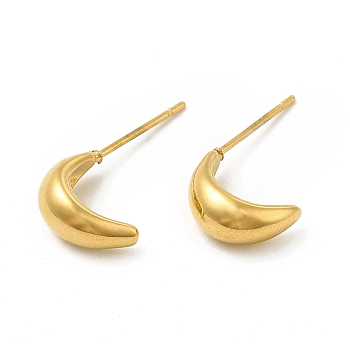 304 Stainless Steel Stud Earing for Women Men, Moon, Golden, 10x5mm, Pin: 0.6mm