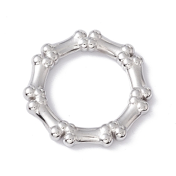 304 Stainless Steel Linking Rings, Imitation Bone Beaded Heptagon Ring, Stainless Steel Color, 21x21x2.5mm, Inner Diameter: 13mm