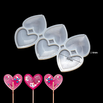 Food Grade DIY Silicone Molds, Fondant Molds, Baking Molds, Chocolate, Candy, Biscuits, UV Resin & Epoxy Resin Jewelry Making, heart, White, 166x100x4mm