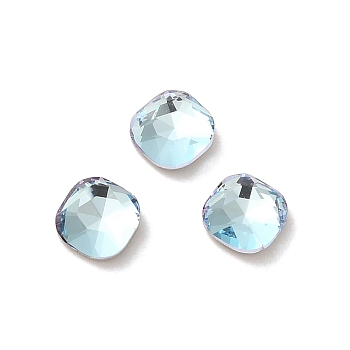 Glass Rhinestone Cabochons, Point Back & Back Plated, Faceted, Square, Light Azore, 5x5x2mm