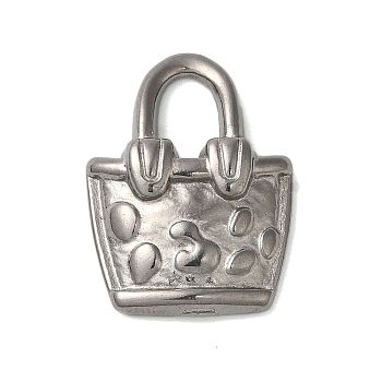 Non-Tarnish 304 Stainless Steel Pendants, Handbag Charms, Stainless Steel Color, 21x15x4mm, Hole: 7x4mm