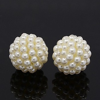 Imitation Pearl Acrylic Beads, Round, White, 18~19mm, Hole: 1mm, about 180pcs/pound