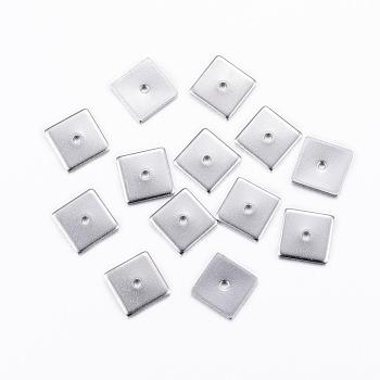 304 Stainless Steel Spacers Beads, Squrae, Stainless Steel Color, 8x8mm, Hole: 1mm