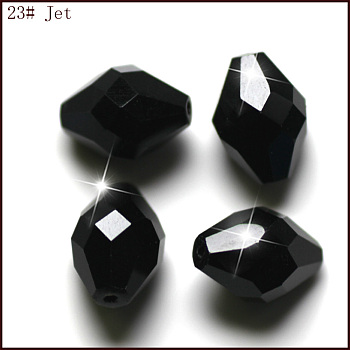 Imitation Austrian Crystal Beads, Grade AAA, Faceted, Bicone, Black, 8x11mm, Hole: 0.9~1mm