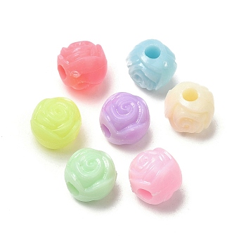 Opaque Acrylic Beads, Flower, Mixed Color, 8x7mm, Hole: 2.4mm, about 2173pcs/500g
