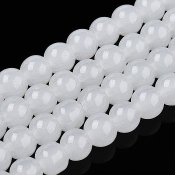 Imitation Jade Glass Beads Strands, Round, Creamy White, 6~6.5mm, Hole: 1.4mm, about 67~70pcs/strand, 14.76 inch~15.16 inch(37.5~38.5cm)