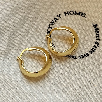 Retro Brass Huggie Hoop Earrings Earrings for Womenes, Golden