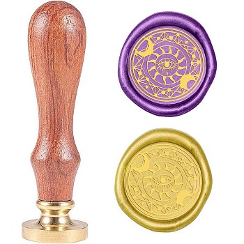 Wax Seal Stamp Set, Sealing Wax Stamp Solid Brass Head,  Wood Handle Retro Brass Stamp Kit Removable, for Envelopes Invitations, Gift Card, Eye Pattern, 83x22mm