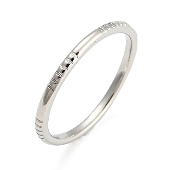 Rack Plating Brass Rings, Long-Lasting Plated, Textured Stackable Thin Ring for Women, Platinum, US Size 8 1/4(18.3mm), 1.8mm
