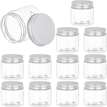 Transparent Plastic Bead Containers, with Aluminium Cover, Column, Clear, 5x4.8cm, Capacity: 60ml, 12pcs/set