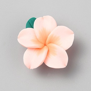 Handmade Polymer Clay Beads, Flower, Pink, 10~13x21~26x21~26mm, Hole: 1.8mm