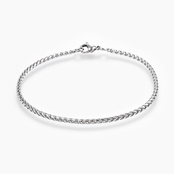 304 Stainless Steel Wheat Chain Bracelets, with Lobster Claw Clasps, Stainless Steel Color, 8-1/8 inch(20.6cm), 2.5mm