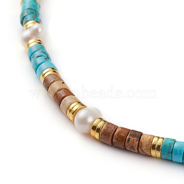 Natural Picture Jasper & Turquoise Beaded Necklaces(NJEW-JN03253)-2