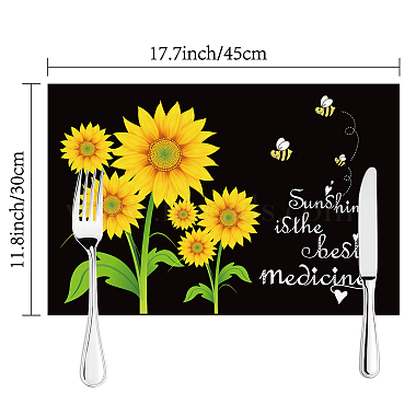 Rectangle with Sunflower Pattern Cotton Linen Cloth Table Mat(AJEW-WH0196-002)-2