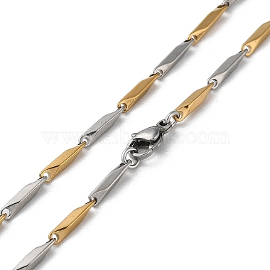201 Stainless Steel Bar Link Chain Necklaces for Men Women(NJEW-G112-07B-GP)-3