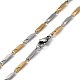 201 Stainless Steel Bar Link Chain Necklaces for Men Women(NJEW-G112-07B-GP)-3