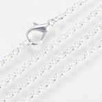 Iron Rolo Chains Necklace Making, with Lobster Clasps, Soldered, Silver Color Plated, 17.7 inch(45cm)(MAK-R017-45cm-S)