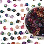 300Pcs Two Tone Transparent Spray Painted Acrylic Beads, Polygon, Faceted, Mixed Color, 7.5x8x8mm, Hole: 1.8mm(ACRP-YW0001-16)