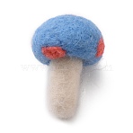 Handwork Felt Needle Felting Mushroom Ornaments, for Home Decoration Display, Cornflower Blue, 36~41x32~34mm(AJEW-WH0289-38C)