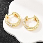 Ring Brass Micro Pave Clear Cubic Zirconia Hoop Earrings, Real 18K Gold Plated, 17.5x18x4.5mm(EJEW-D348-12G)