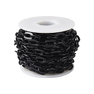 Aluminium Cable Chains, Unwelded, Flat Oval, with Spools, Black, 9x1.8x1.5mm, about 16.40 Feet(5m)/Roll(CHA-BT0001-01)