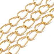 3.28 Feet Oval Oxidation Aluminum Curb Chains, Texture, Unwelded, Golden, Link: 21.5x15.5x2mm(X-CHA-G001-04G)